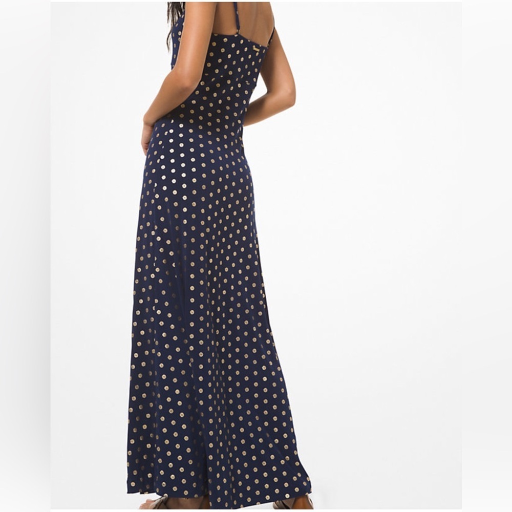 Michael Kors Women’s Navy and Gold Maxi Dress Size XS - Picture 2 of 13